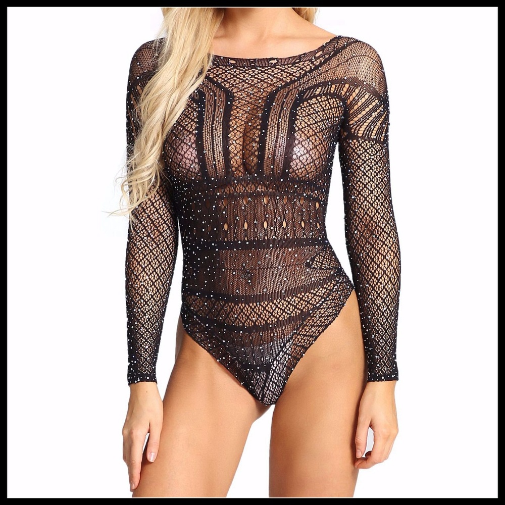 ❤️NEW Sexy Bling Fishnet Bodysuit Lingerie #D02 - Picture 8 of 8